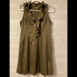 EXPRESS mini khaki v neck ruffle with pocket dress